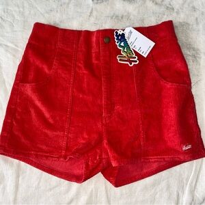 New Hammies Women Vintage Style Corduroy Shorts Size 34 Red High Rise NWT